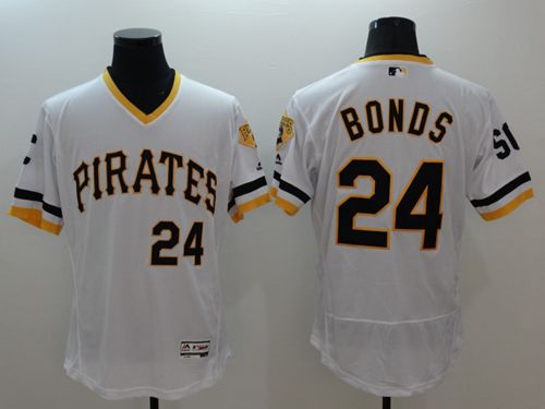 Pirates #24 Barry Bonds White Flexbase Authentic Collection Cooperstown Stitched MLB Jersey - Click Image to Close